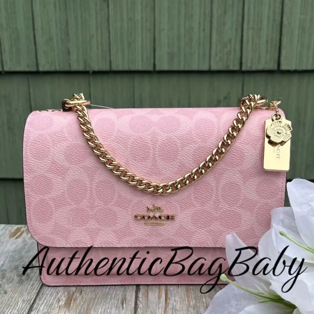 Coach Klare Crossbody Bag In Signature Canvas With Charms Powder Pink Purse
